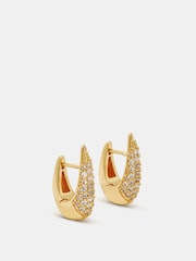 Accessorize Gold Tone 14ct Plated Diamanté Hook Hoop Earrings - Image 2 of 3