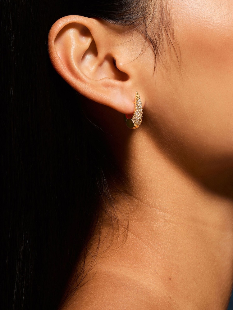Accessorize Gold Tone 14ct Plated Diamanté Hook Hoop Earrings - Image 3 of 3