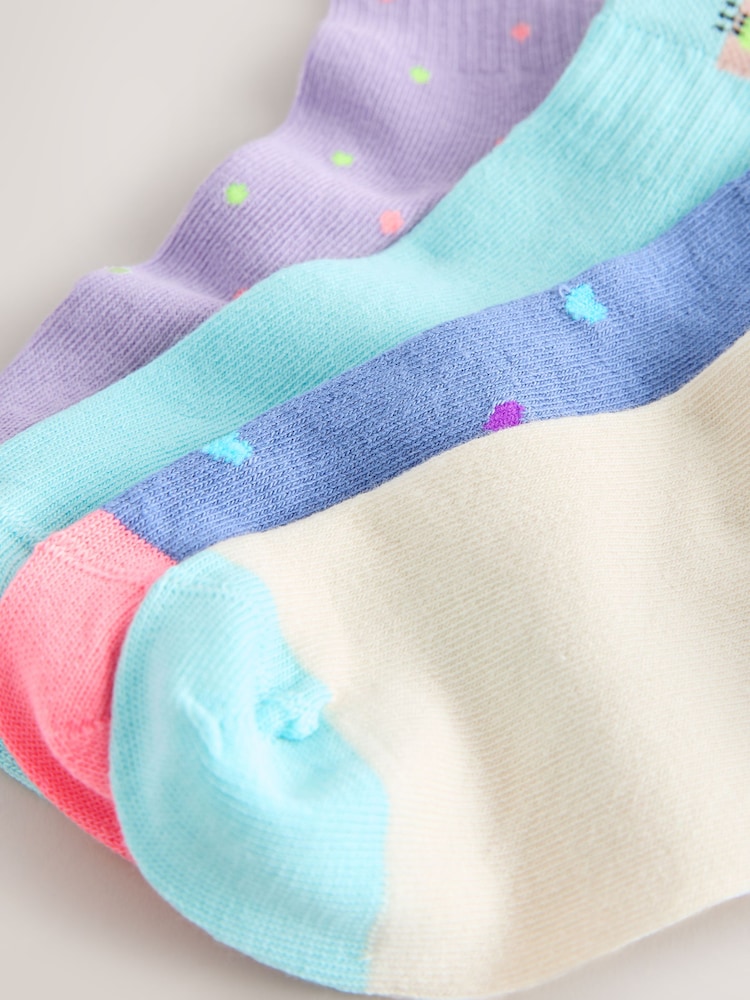 Purple and Blue Cotton Rich Character Mid Length Trainer Socks 4 Pack - Image 2 of 3