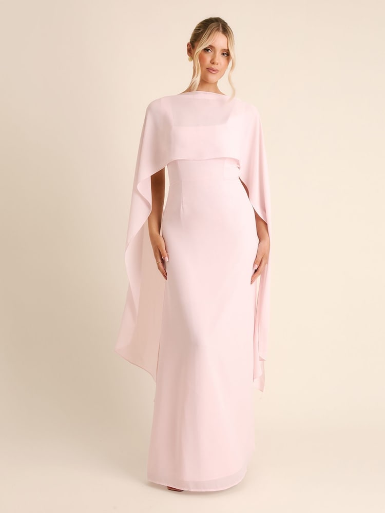 Buy Six Stories Pink Square Neck Crepe Bridesmaid Dress with Neck Scarf  from Next USA
