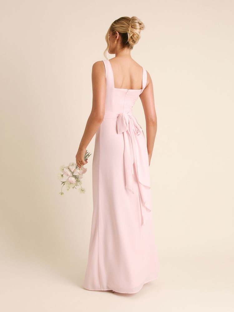 Buy Six Stories Pink Square Neck Crepe Bridesmaid Dress with Neck Scarf from Next USA Buy Six Stories Pink Square Neck Crepe Bridesmaid Dress with Neck Scarf from Next USA