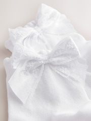White Cotton Rich Lace Bow Mid Ankle Socks 2 Pack - Image 2 of 3