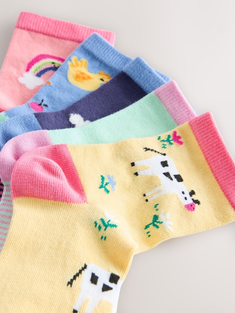 Multi Cotton Rich Farm Characters Ankle Socks 5 Pack - Image 2 of 3