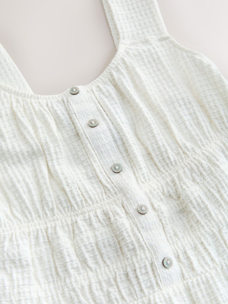 Ecru Sleeveless Textured Jersey Midi Summer Dress - Image 2 of 3