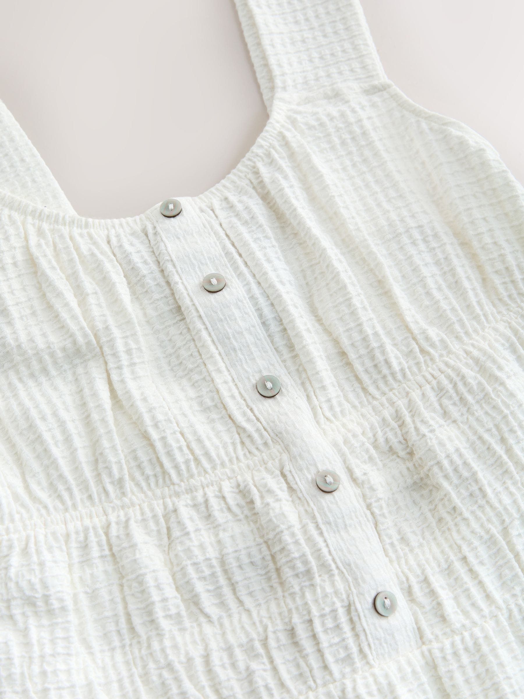 Buy Ecru White Sleeveless Textured Jersey Midi Summer Dress from