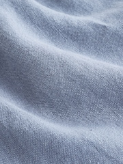 ライトブルー - 100% Linen Drawstring Waist Shorts - 画像 10 / 10