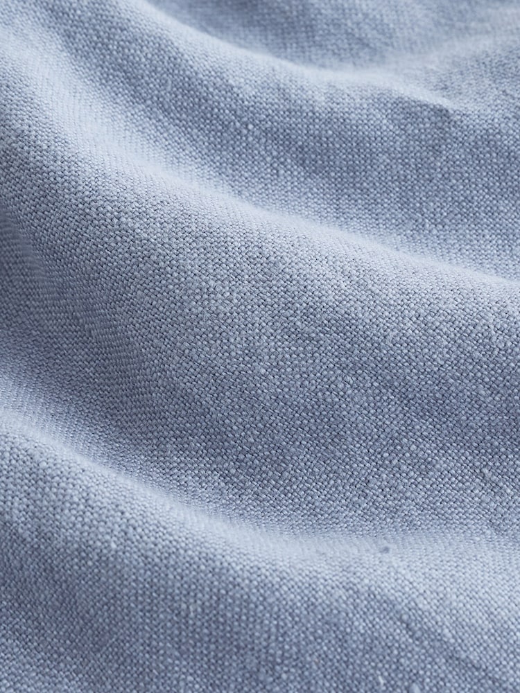 ライトブルー - 100% Linen Drawstring Waist Shorts - 画像 10 / 10