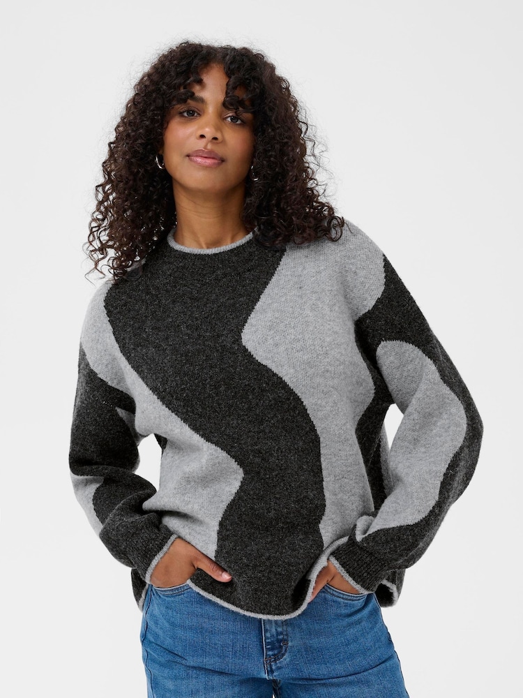 Kaffe Grey Kawilma Long Sleeve Knit Pullover Jumper - Image 1 of 5