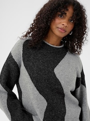Kaffe Grey Kawilma Long Sleeve Knit Pullover Jumper - Image 3 of 5