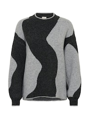 Kaffe Grey Kawilma Long Sleeve Knit Pullover Jumper - Image 4 of 5