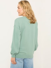 FatFace Alex Green Coral Graphic Crew Sweat Top - Image 4 of 6