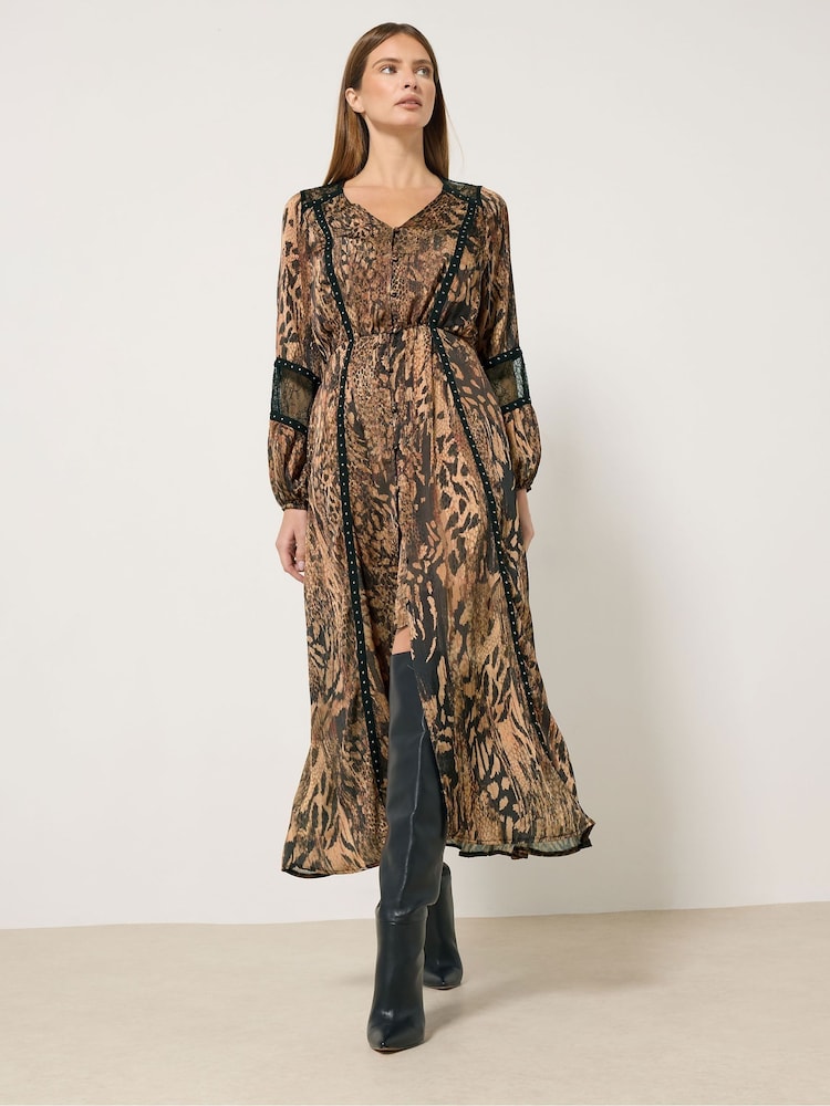 Star by Julien MacDonald Natural Studded Lace Trim Midi Dress - Image 2 of 6 Star by Julien MacDonald Natural Studded Lace Trim Midi Dress - Image 2 of 6