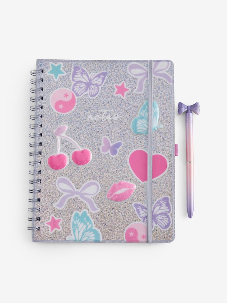 Pink/Purple Pop Icons B5 Lined Notebook and Pen - Image 5 of 5