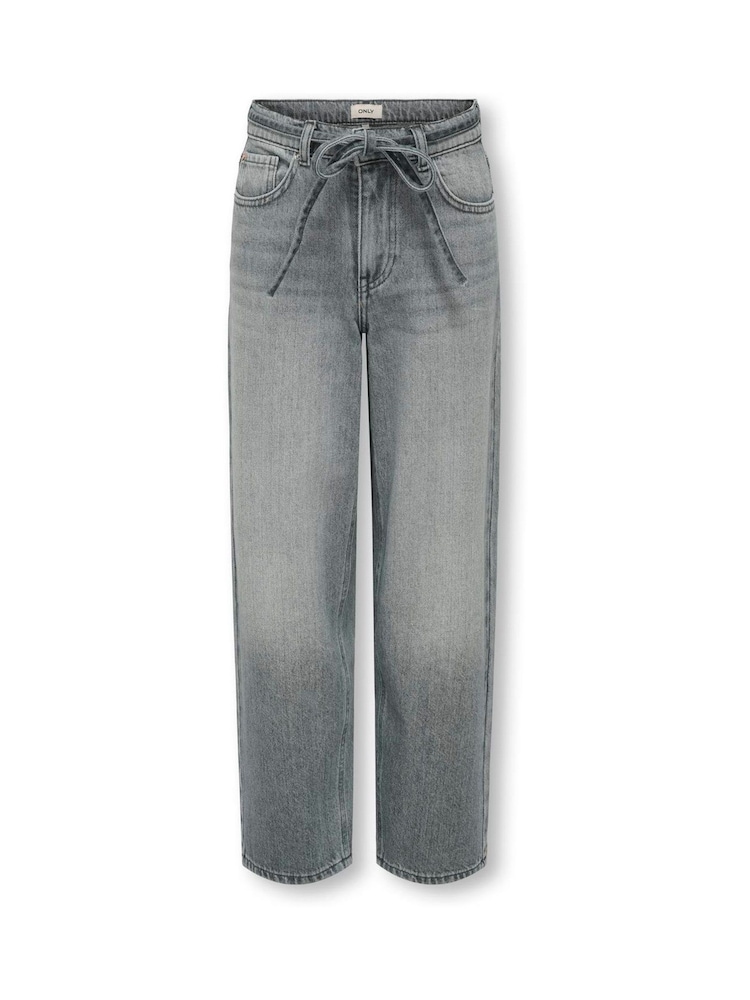 ONLY KIDS Grey Gianna Tie Waist Straight Fit Jeans - صورة 1 من 3
