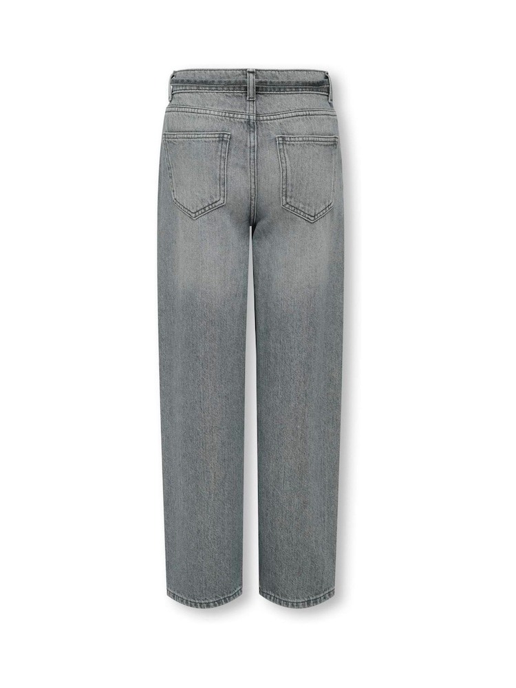 ONLY KIDS Grey Gianna Tie Waist Straight Fit Jeans - صورة 2 من 3