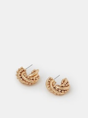Accessorize Gold Tone Ball Twist Hoop Earrings - Image 2 of 2
