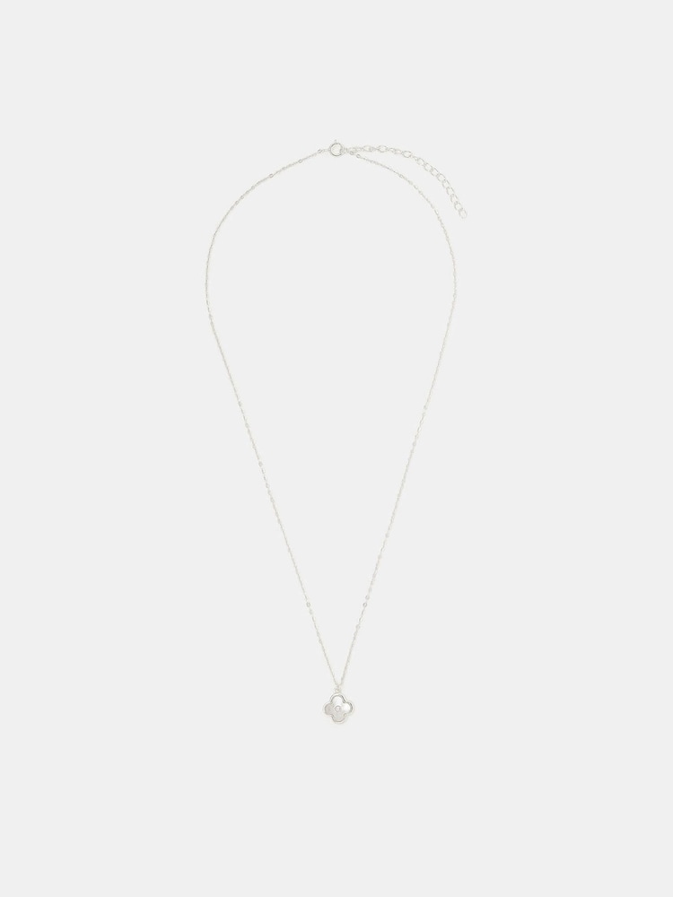 Accessorize 925 Sterling Silver Mother of Pearl Clover Pendant Necklace - Image 1 of 2 Accessorize 925 Sterling Silver Mother of Pearl Clover Pendant Necklace - Image 1 of 2