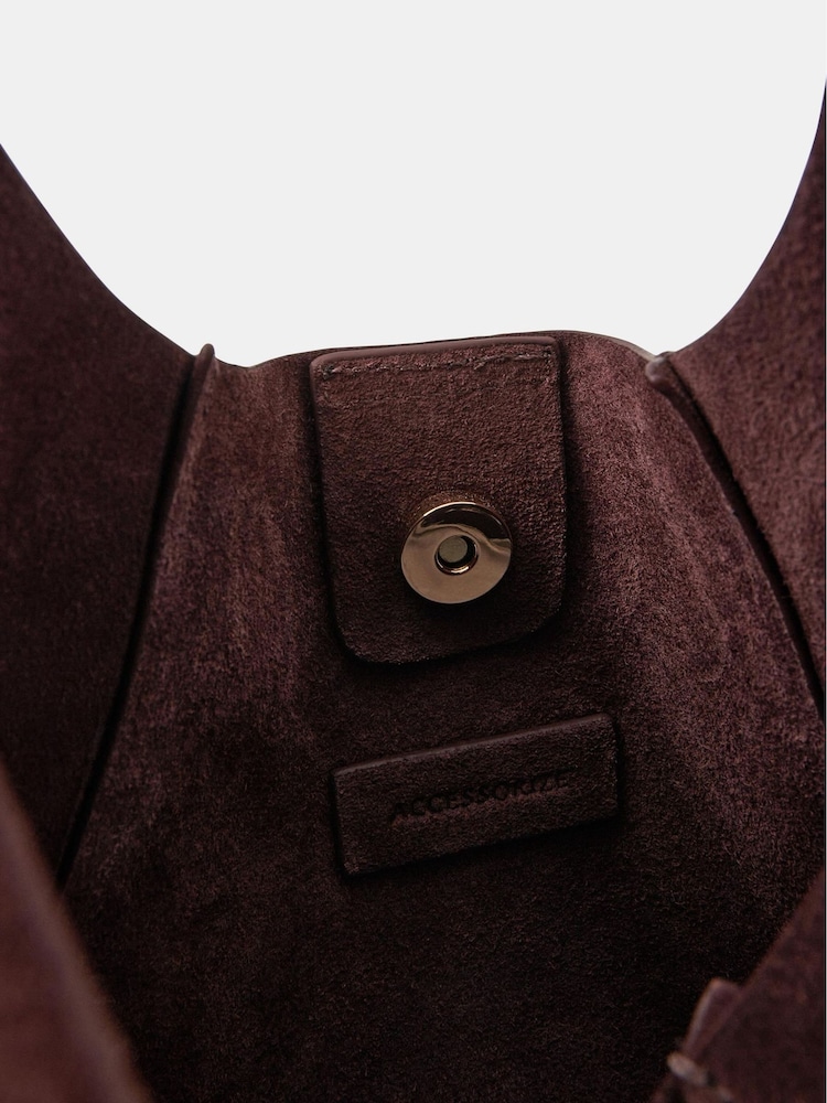 Accessorize Red Slouchy Suede Shoulder Bag - Image 3 of 3 Accessorize Red Slouchy Suede Shoulder Bag - Image 3 of 3