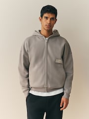 Nothing Ordinary Grey Embroidered Heavyweight Zip Hoodie - Image 1 of 6