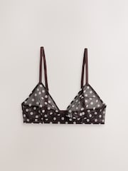 Chocolate Brown Spot Bralette Mesh Bra - Image 5 of 7