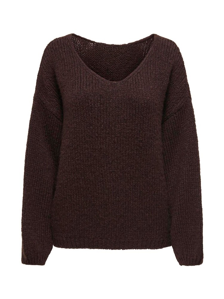 JDY Brown Reversible V-Neck Jumper - Image 1 of 3 JDY Brown Reversible V-Neck Jumper - Image 1 of 3