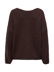JDY Brown Reversible V-Neck Jumper - Image 2 of 3