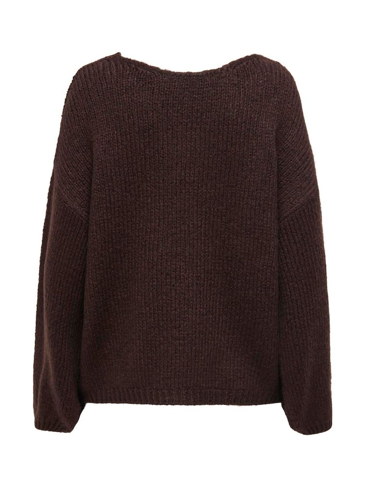 JDY Brown Reversible V-Neck Jumper - Image 2 of 3 JDY Brown Reversible V-Neck Jumper - Image 2 of 3