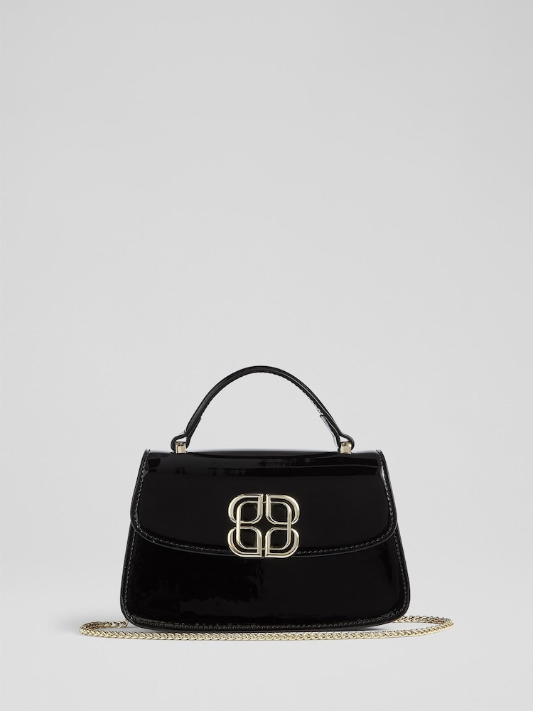 LK Bennett Black Annabelle Black Patent Crossbody Bag - Image 1 of 3