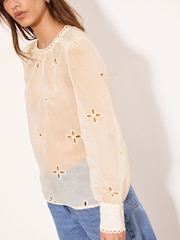 Lipsy White Floral Cut out Blouse - Image 4 of 5