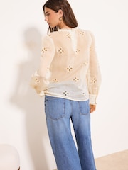 Lipsy White Floral Cut out Blouse - Image 5 of 5