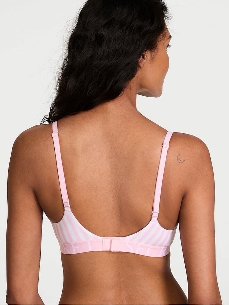 Victoria's Secret Pretty Blossom Pink Stripes Full Cup Push Up Cotton Exploded Logo Bra - Image 2 of 2