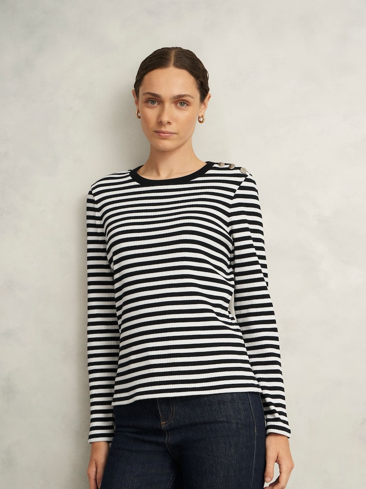 Hobbs Blue Tamsin Striped Top - Image 1 of 4 Hobbs Blue Tamsin Striped Top - Image 1 of 4