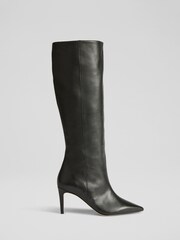 LK Bennett Black Astrid Black Leather Knee Boots - Image 1 of 4