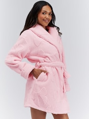Boux Avenue Pink Fluffy Bow Short Dressing Gown - Image 1 of 6