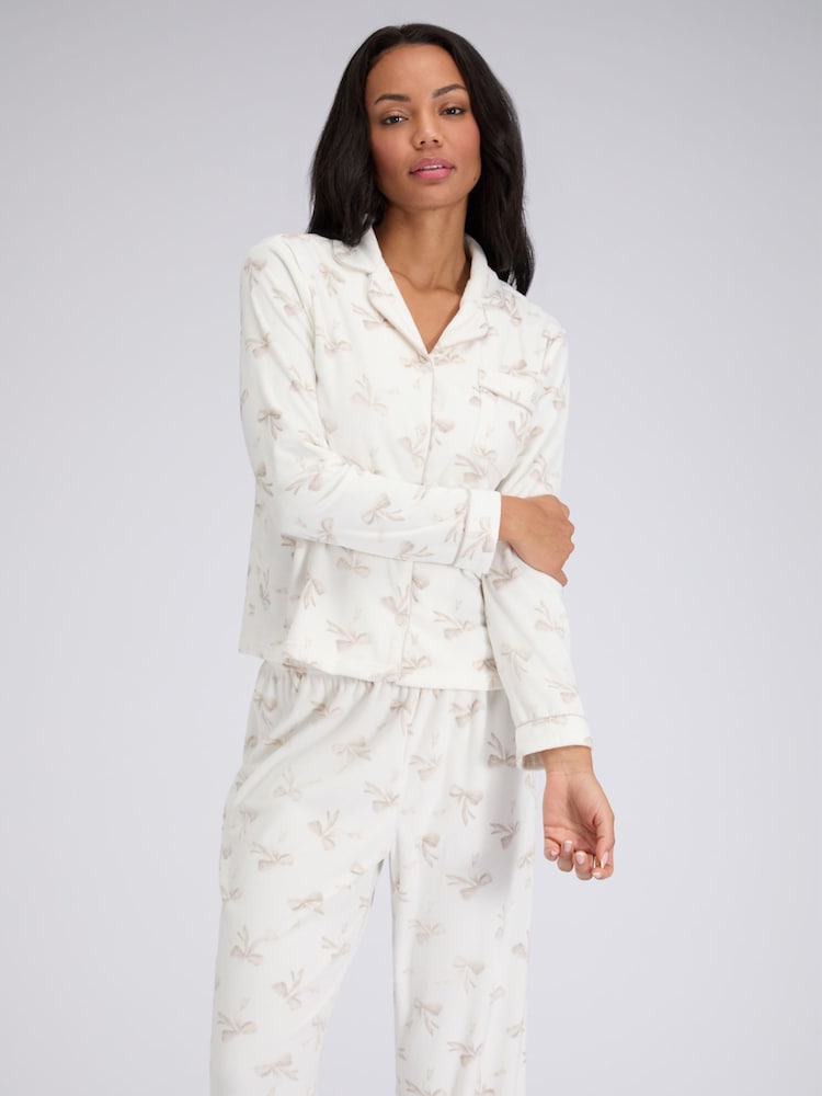 Boux Avenue White Bow Velour Pyjamas Set - Image 2 of 6 Boux Avenue White Bow Velour Pyjamas Set - Image 2 of 6