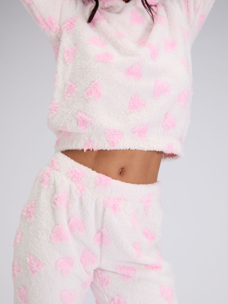 Boux Avenue White Fluffy Heart Lounge Set - Image 5 of 5 Boux Avenue White Fluffy Heart Lounge Set - Image 5 of 5