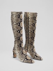LK Bennett Black Margarite Snake Effect  Knee Boots - Image 3 of 4