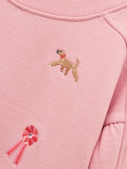 Joules Girls' Avery Pink Icons Embroidered Sweatshirt - Image 4 of 4