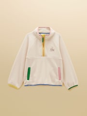 Joules Girls' Breeze Cream Colourblock Polar Fleece Quarter Zip - Image 1 of 6
