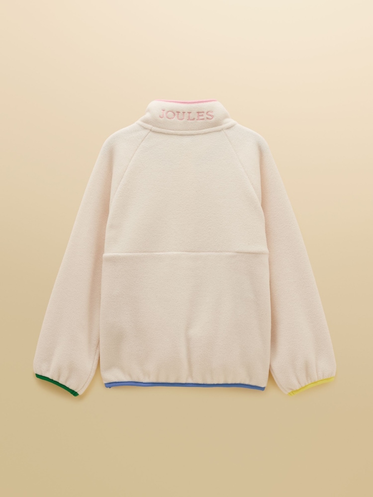 Joules Girls' Breeze Cream Colourblock Polar Fleece Quarter Zip - Image 2 of 6