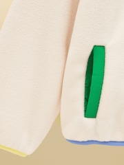 Joules Girls' Breeze Cream Colourblock Polar Fleece Quarter Zip - Image 4 of 6