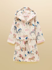 Joules Girls' Snug Cream Horse Dressing Gown - Image 1 of 5