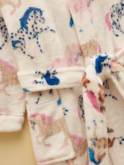 Joules Girls' Snug Cream Horse Dressing Gown - Image 3 of 5
