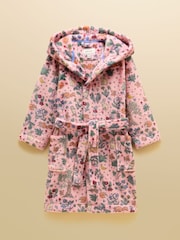 Joules Girls' Snug Pink Woodland Dressing Gown - Image 1 of 4