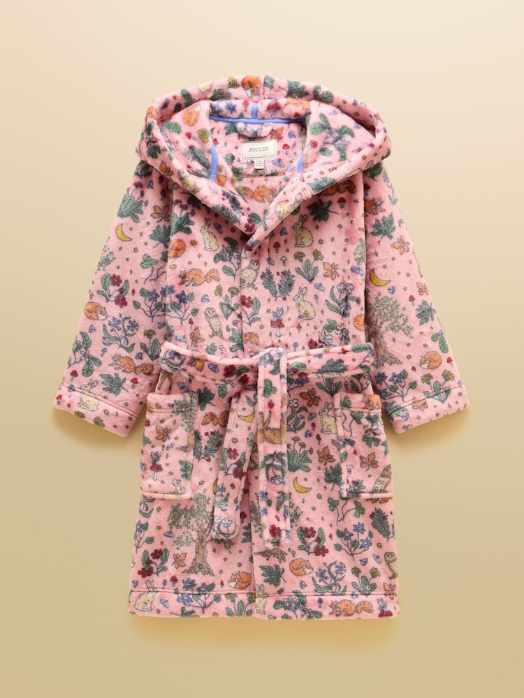 Joules Girls' Snug Pink Woodland Dressing Gown - Image 1 of 4 Joules Girls' Snug Pink Woodland Dressing Gown - Image 1 of 4