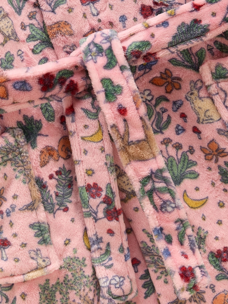 Joules Girls' Snug Pink Woodland Dressing Gown - Image 4 of 4 Joules Girls' Snug Pink Woodland Dressing Gown - Image 4 of 4