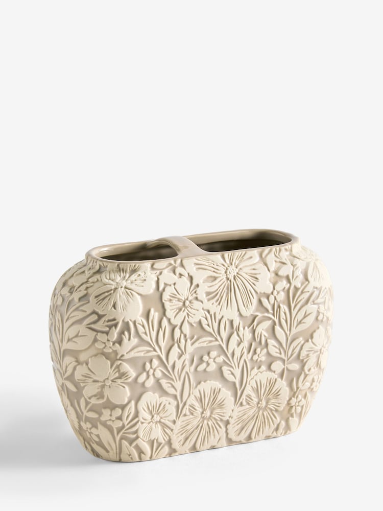 Cream Natural Floral Toothbrush Tidy - Image 1 of 1 Cream Natural Floral Toothbrush Tidy - Image 1 of 1