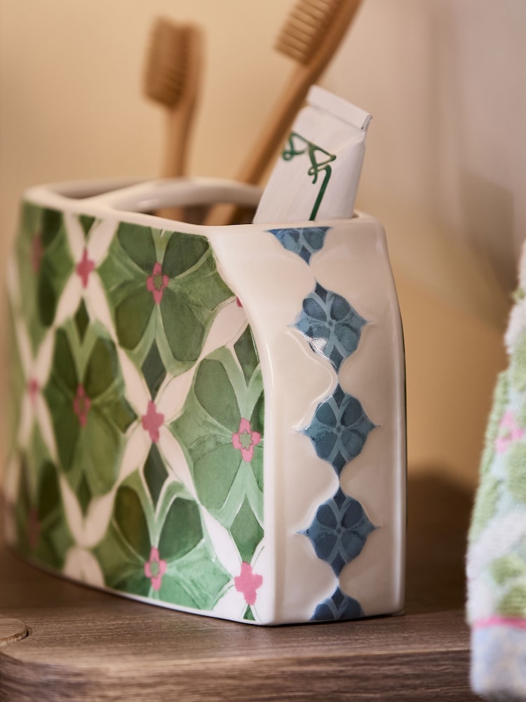 White Reactive Glaze Toothbrush Tidy - Image 2 of 2 White Reactive Glaze Toothbrush Tidy - Image 2 of 2