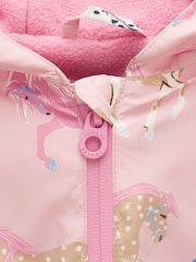 Joules Girls' Raindrop Pink Horse Waterproof Packaway Puddlesuit - Image 3 of 5
