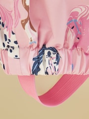 Joules Girls' Raindrop Pink Horse Waterproof Packaway Puddlesuit - Image 4 of 5